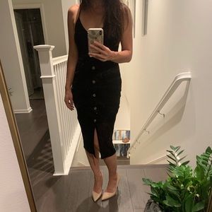 Express black slip dress with buttons
